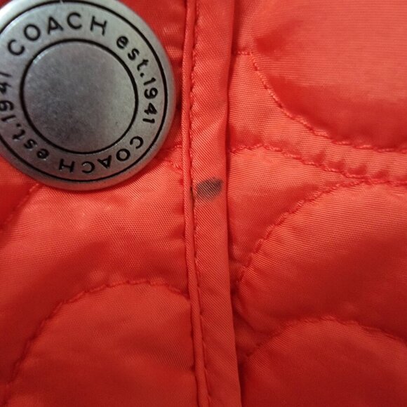 Coach Size S Pomegranate Orange Red Lightweight Quilted Jacket, Gently Used Cond - Picture 9 of 14